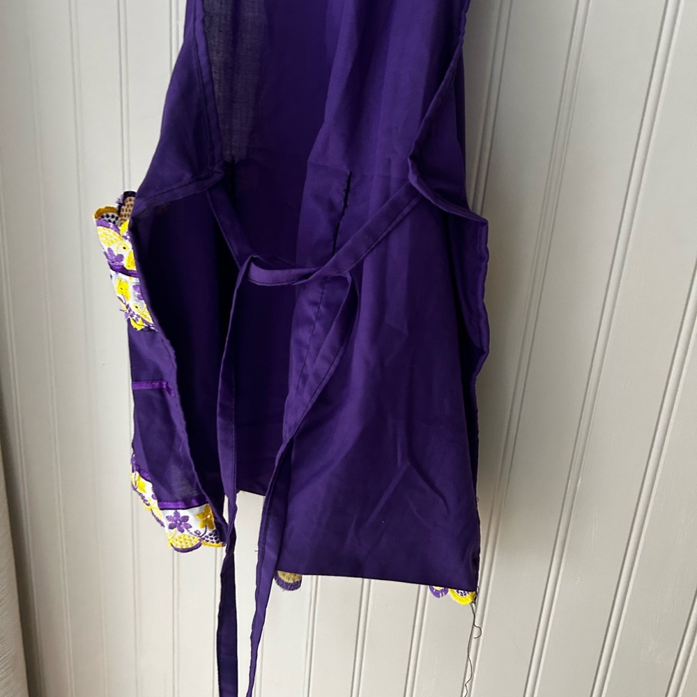Purple Kitchen Cooking Apron with Yellow Accents Handmade - Picture 5 of 5